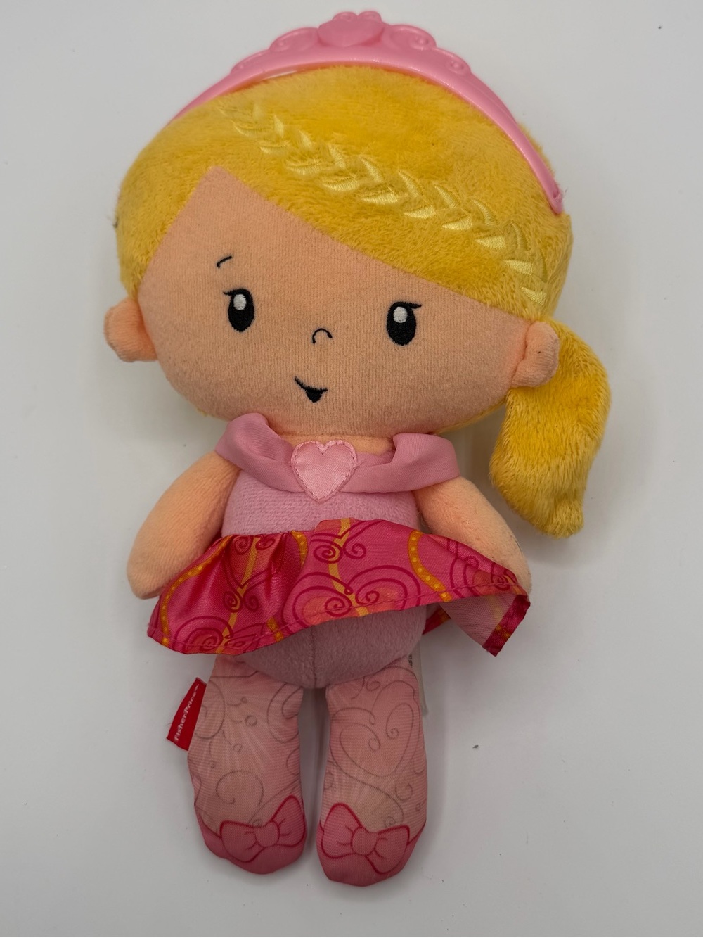 Fisher-Price Princess Chime Doll 10" Pink Blonde Plush Rattle Baby Lovey
